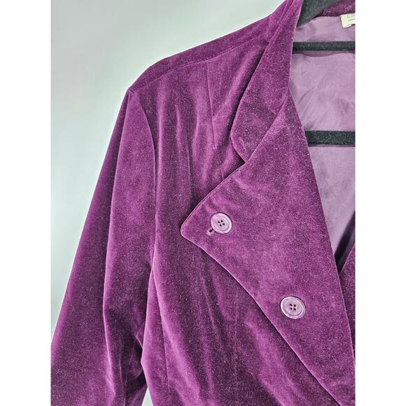 Vintage Laura Leigh Ltd Womens Sz 6 Velvet Velour Blazer Jacket Purple - Picture 2 of 4